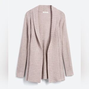Textured Open Cardigan - Beige - Honey Belle